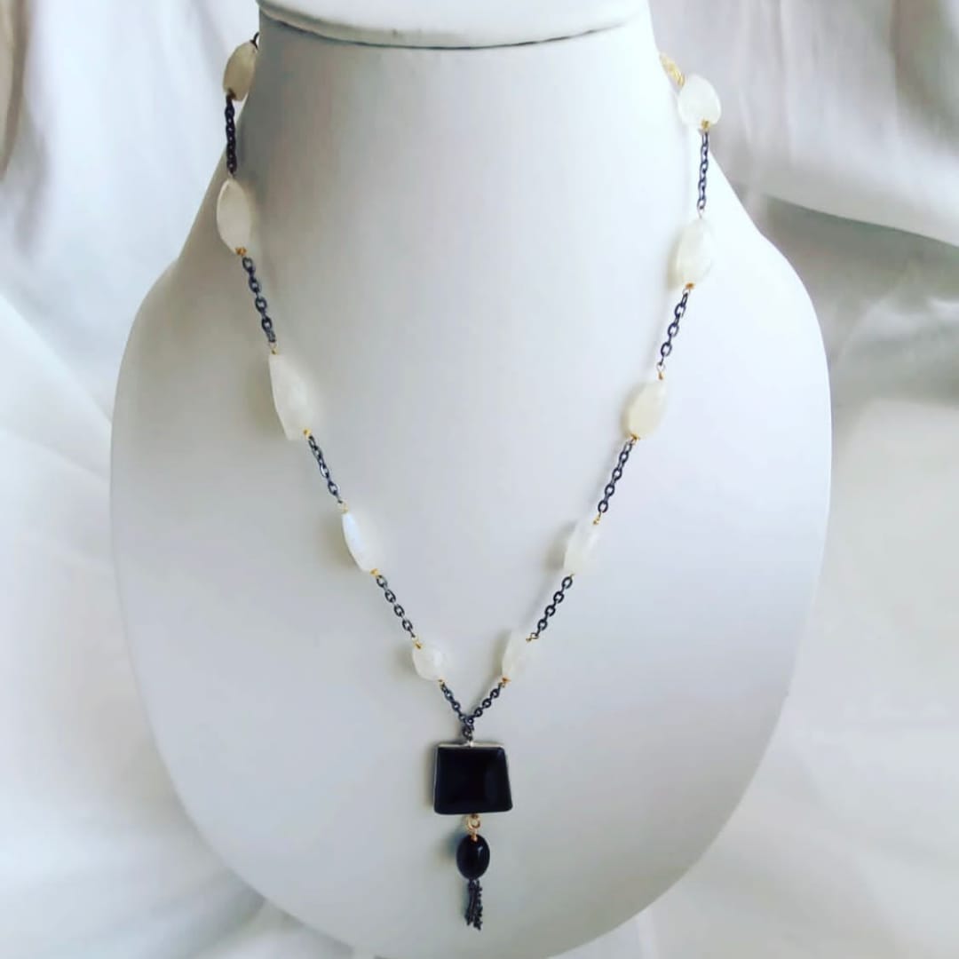Fall Of Onyx Oxidised Necklace