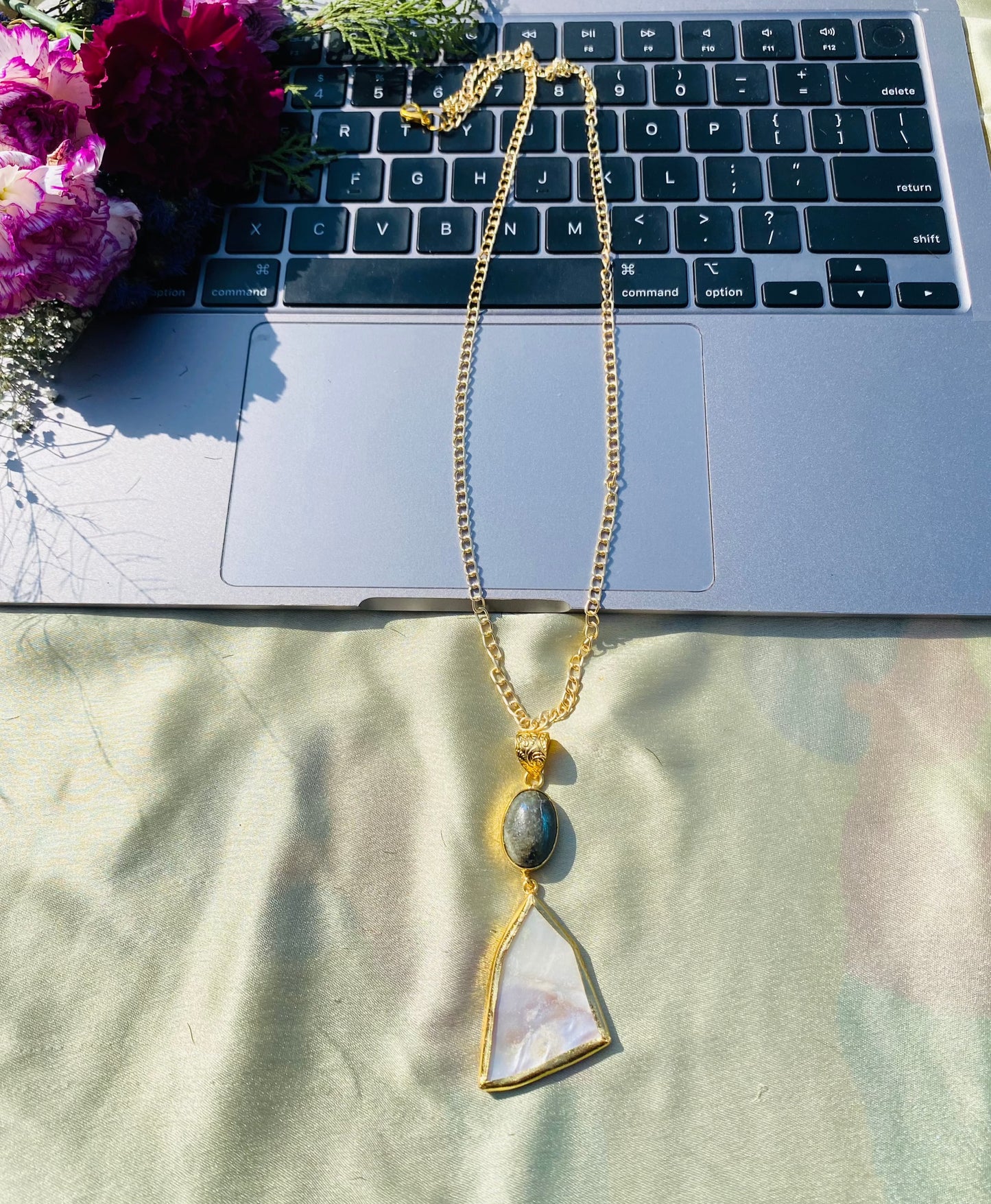 Triangular Drop Of MOP Pendant