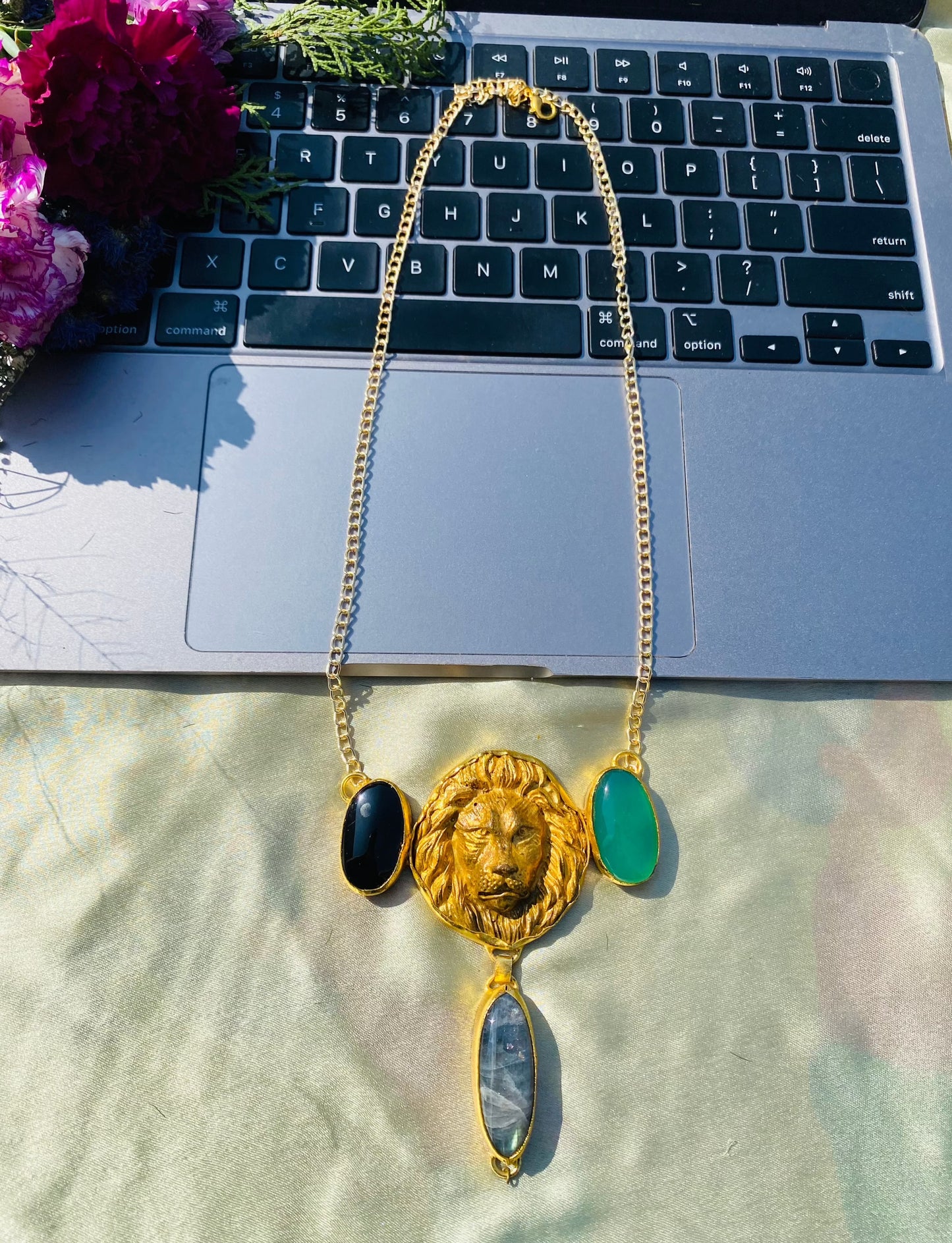 Colours Of Onyx Around Lion Pendant