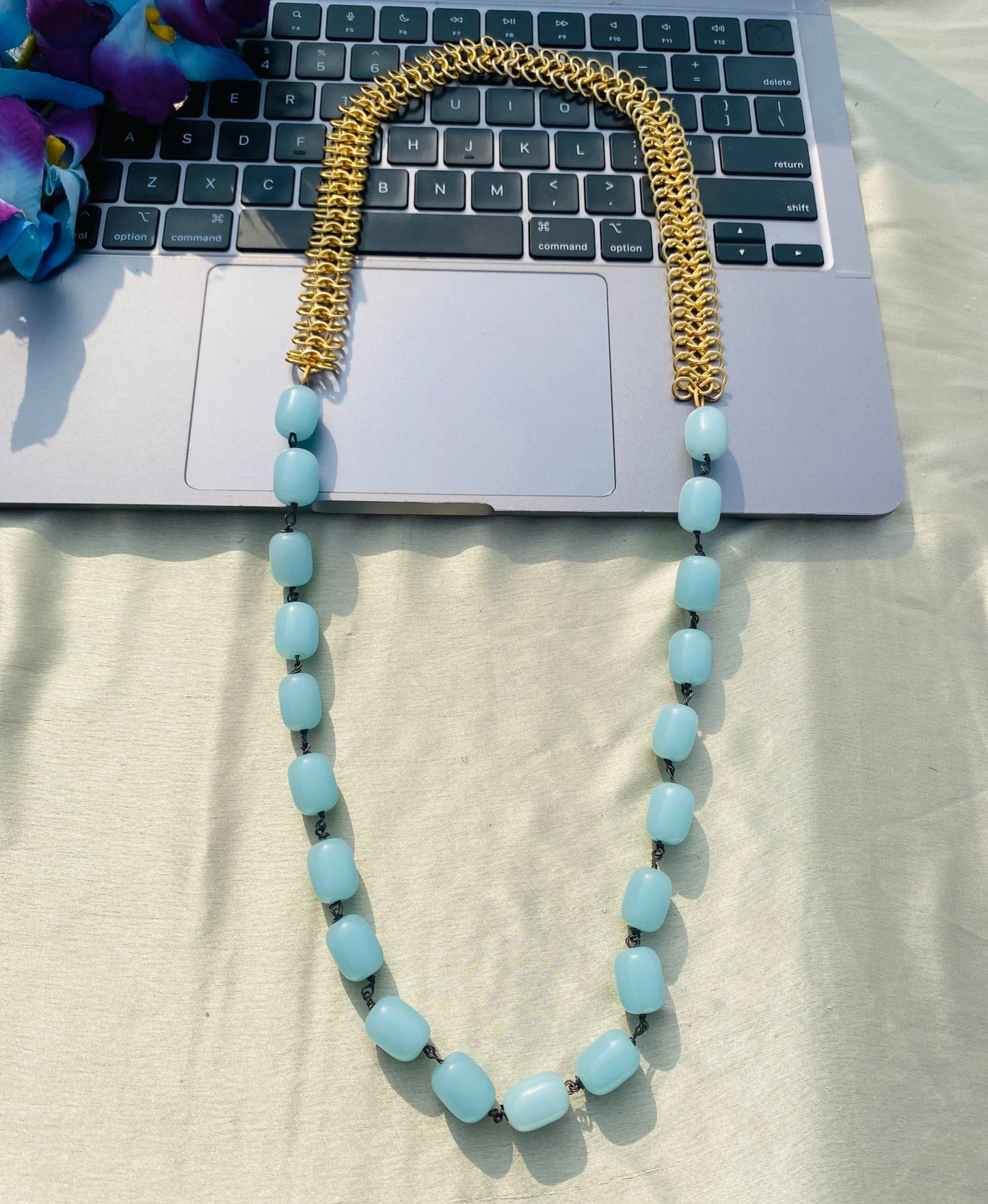 Blue Onyx Beaded Necklace