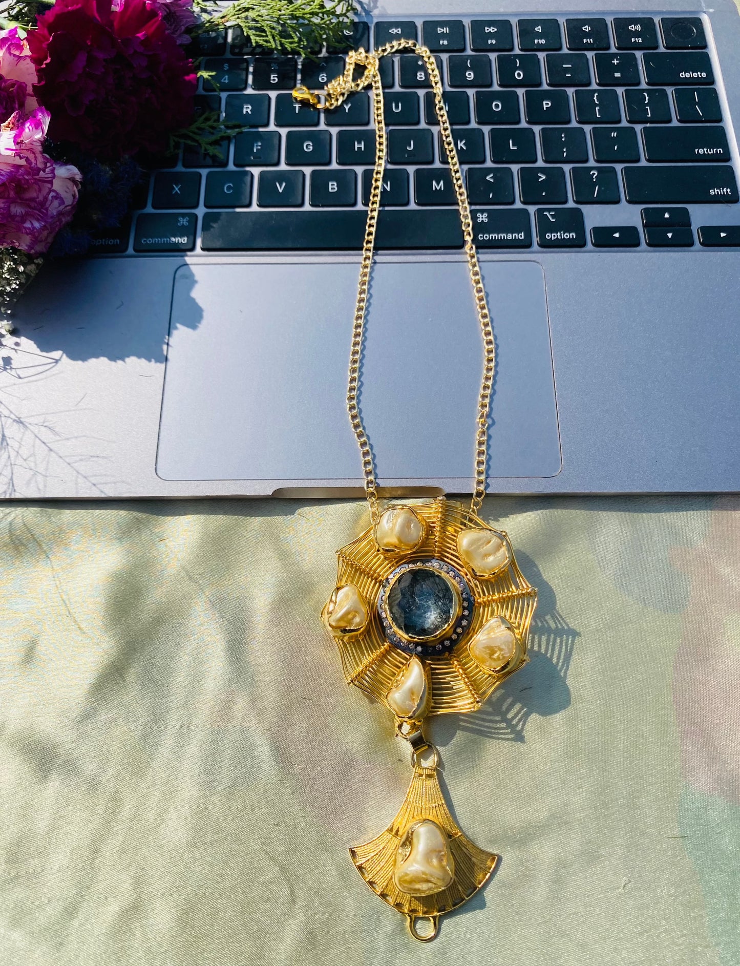 Pearl Burst Floral Pendant