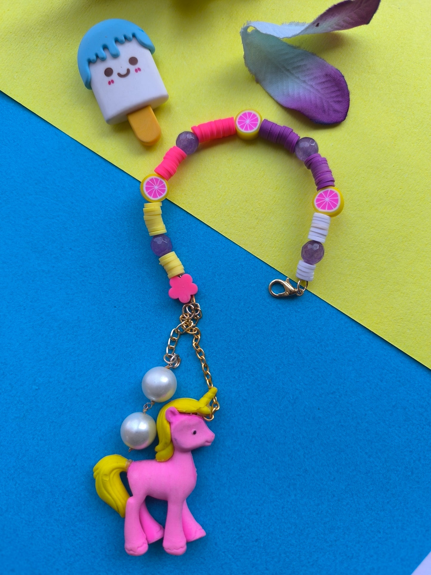 COLOURFUL BEADS WITH ERASER TASSEL AND STONEBEADS