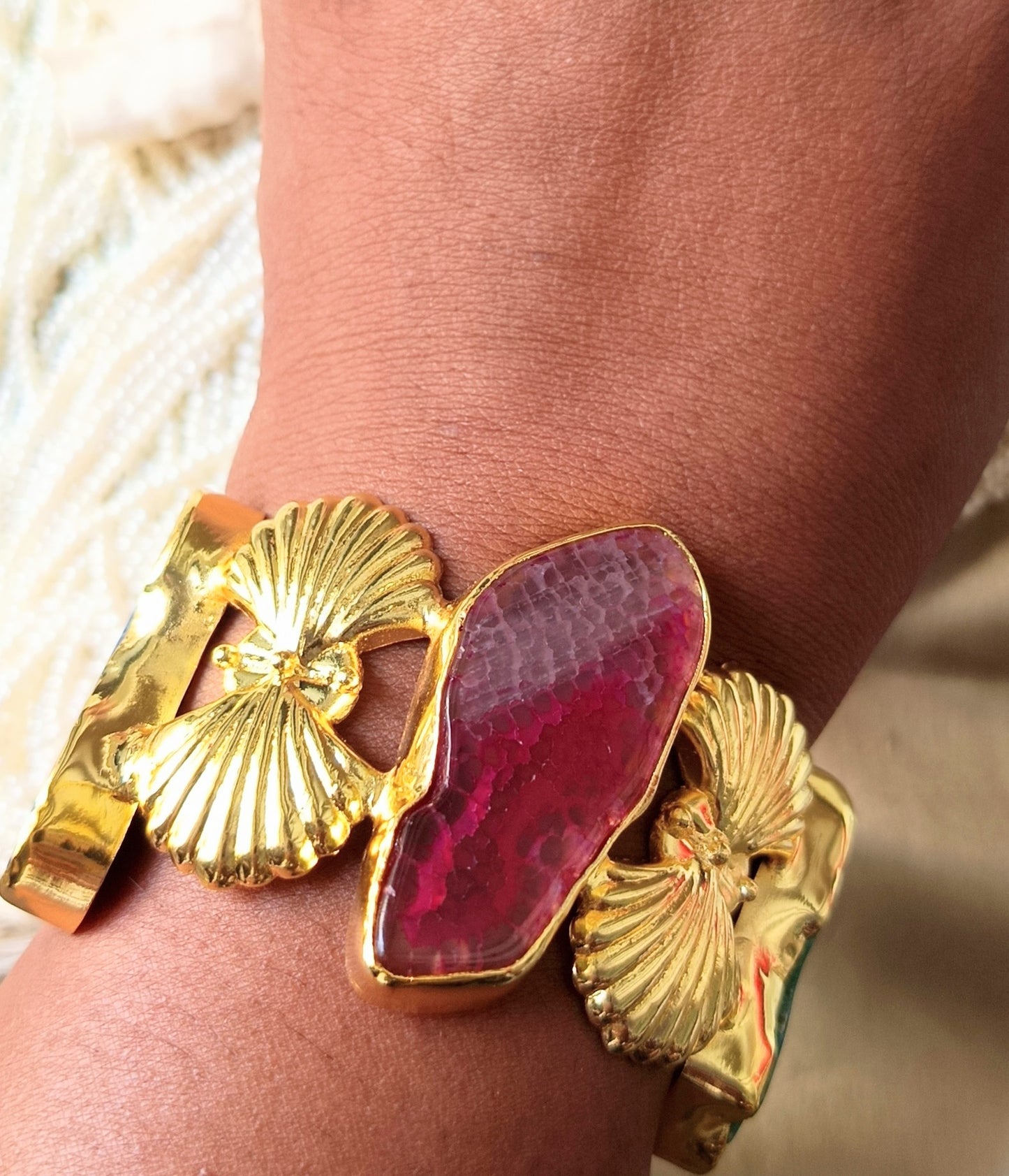 Agate Stone Seashell Handcuff