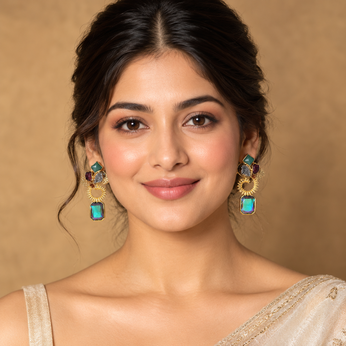 Designer Multicolor Crystal Dangle Earrings