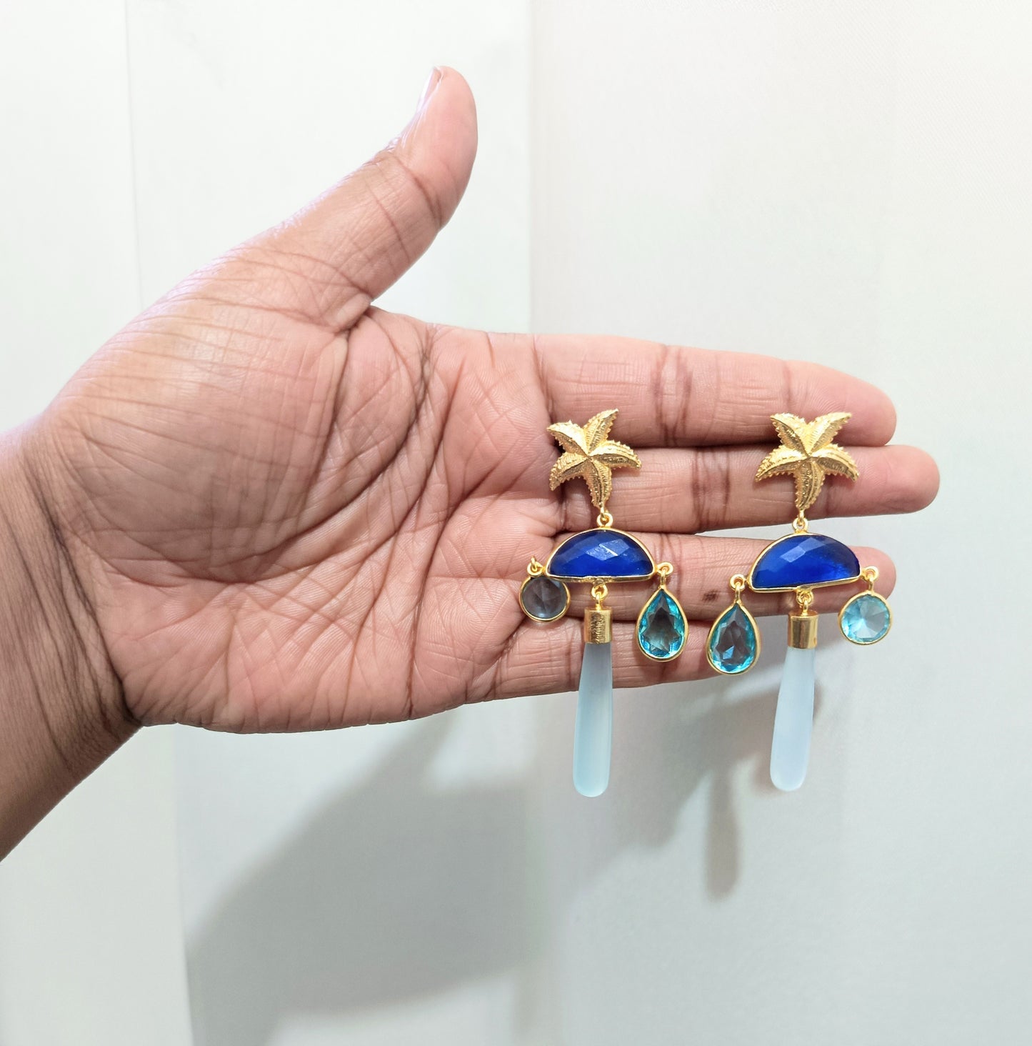 Starfish Inspired Blue Stone Drop Earring