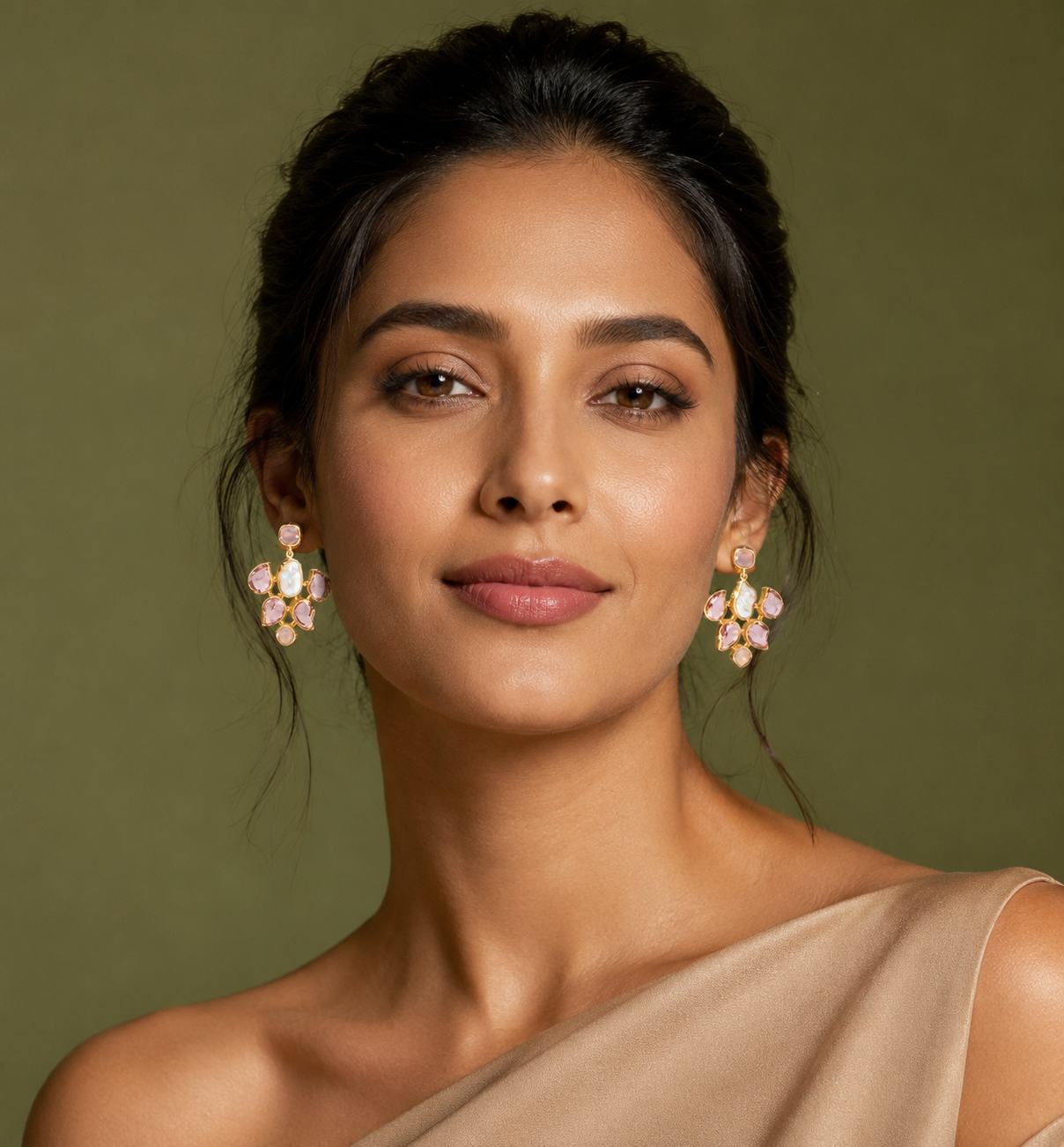 Blush Pearl Bloom Statement Earrings