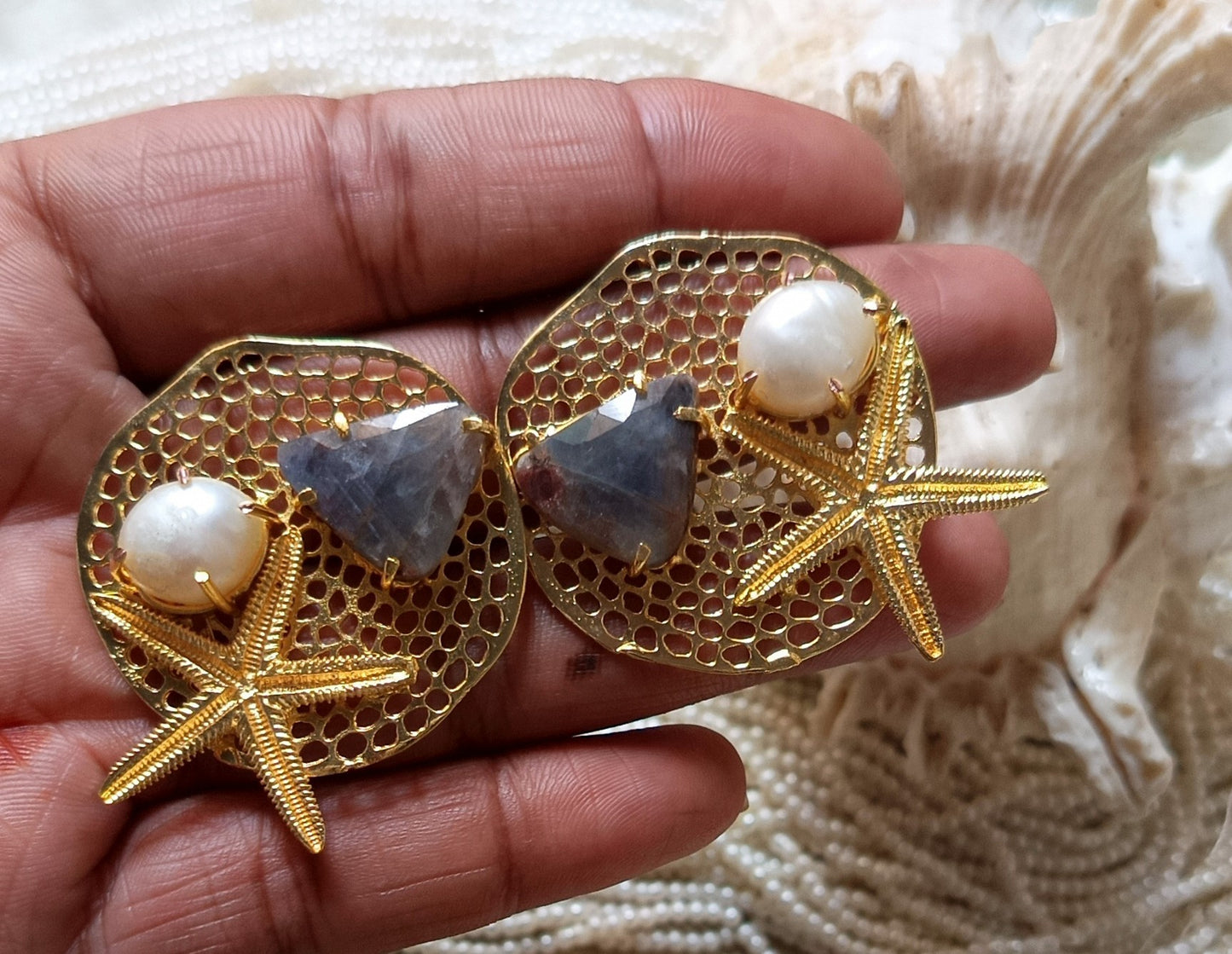 Sapphire Stone Starfish Earring