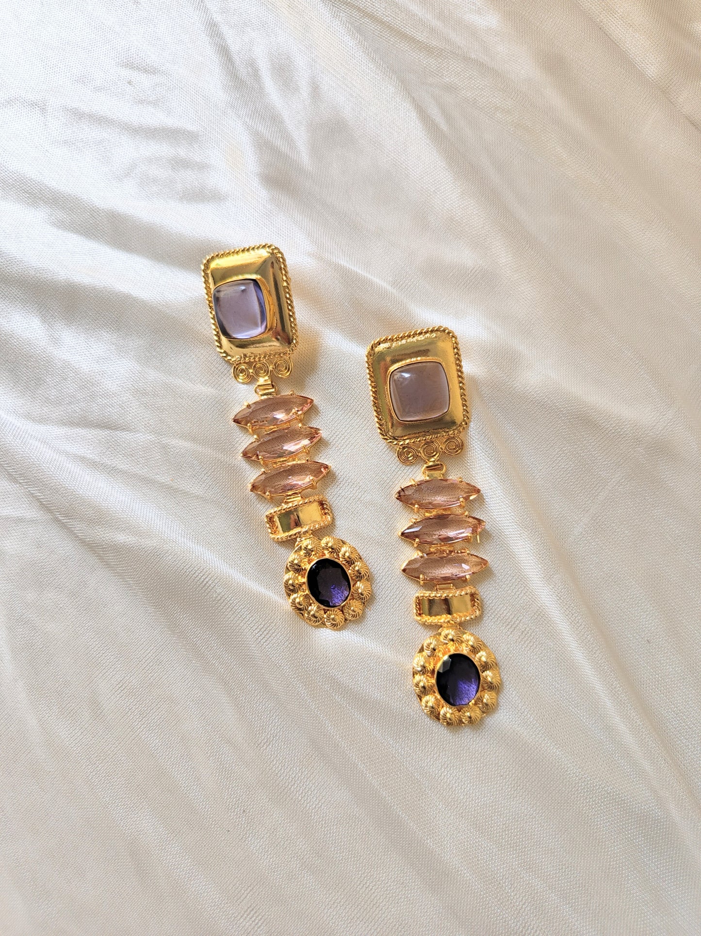 Elegant Geometric Stone Dangle Earrings