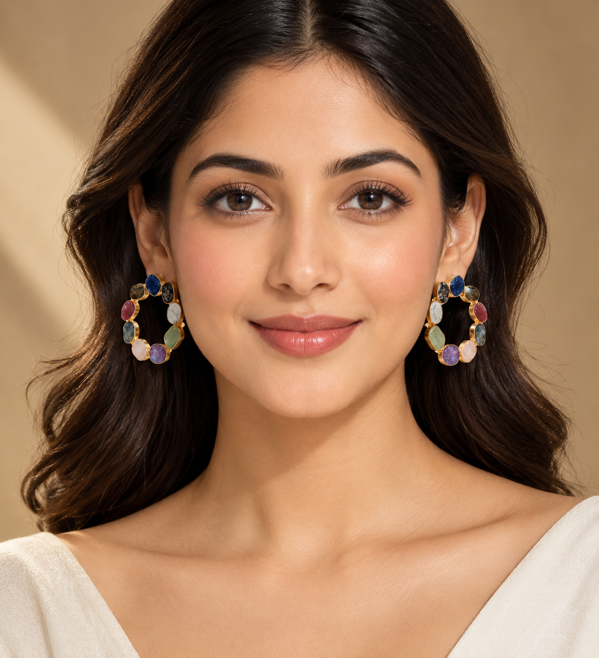 Colorful Semi-Precious Stone Earrings