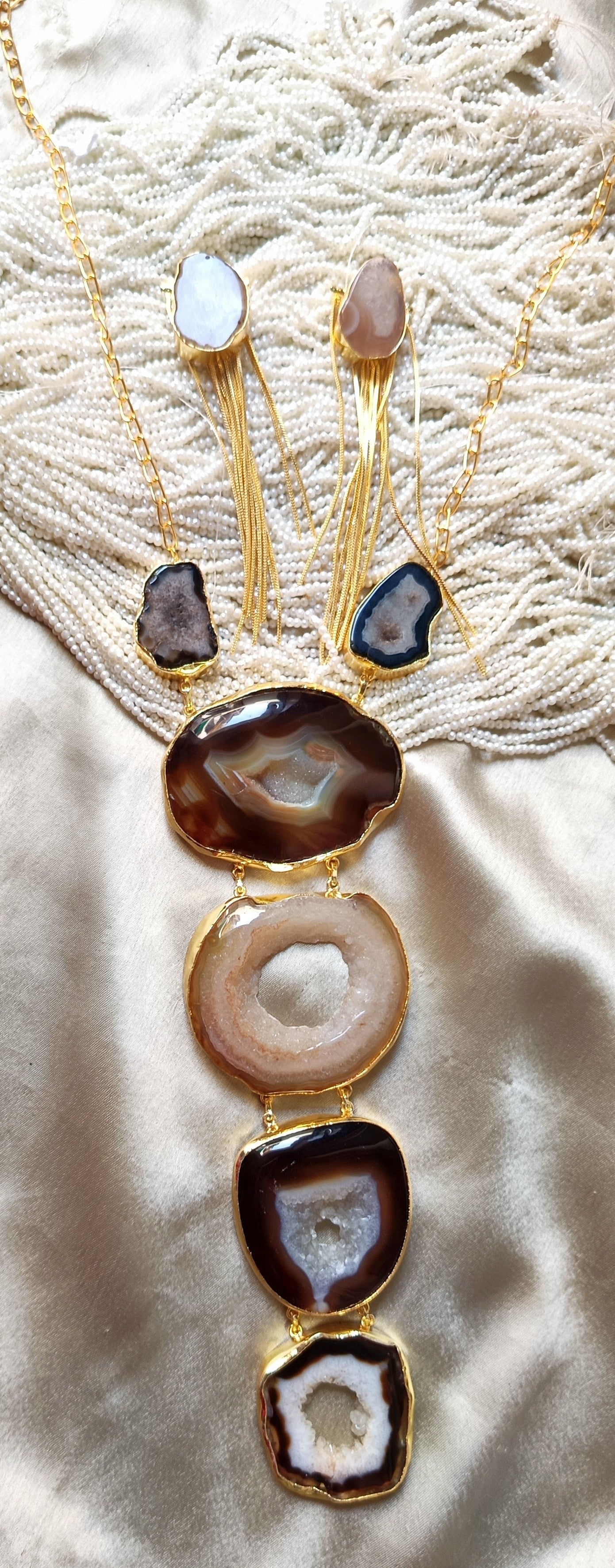 Black Brown Agate Necklace Set