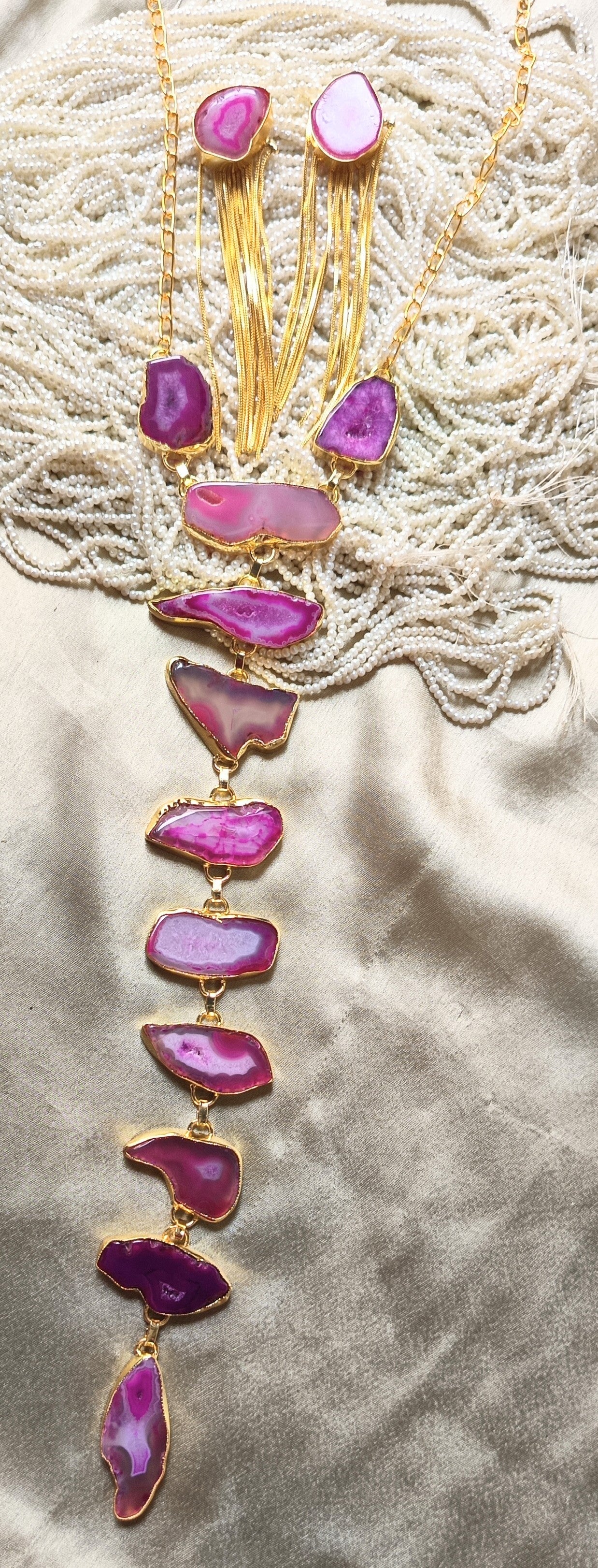 Pink Agate Necklace set