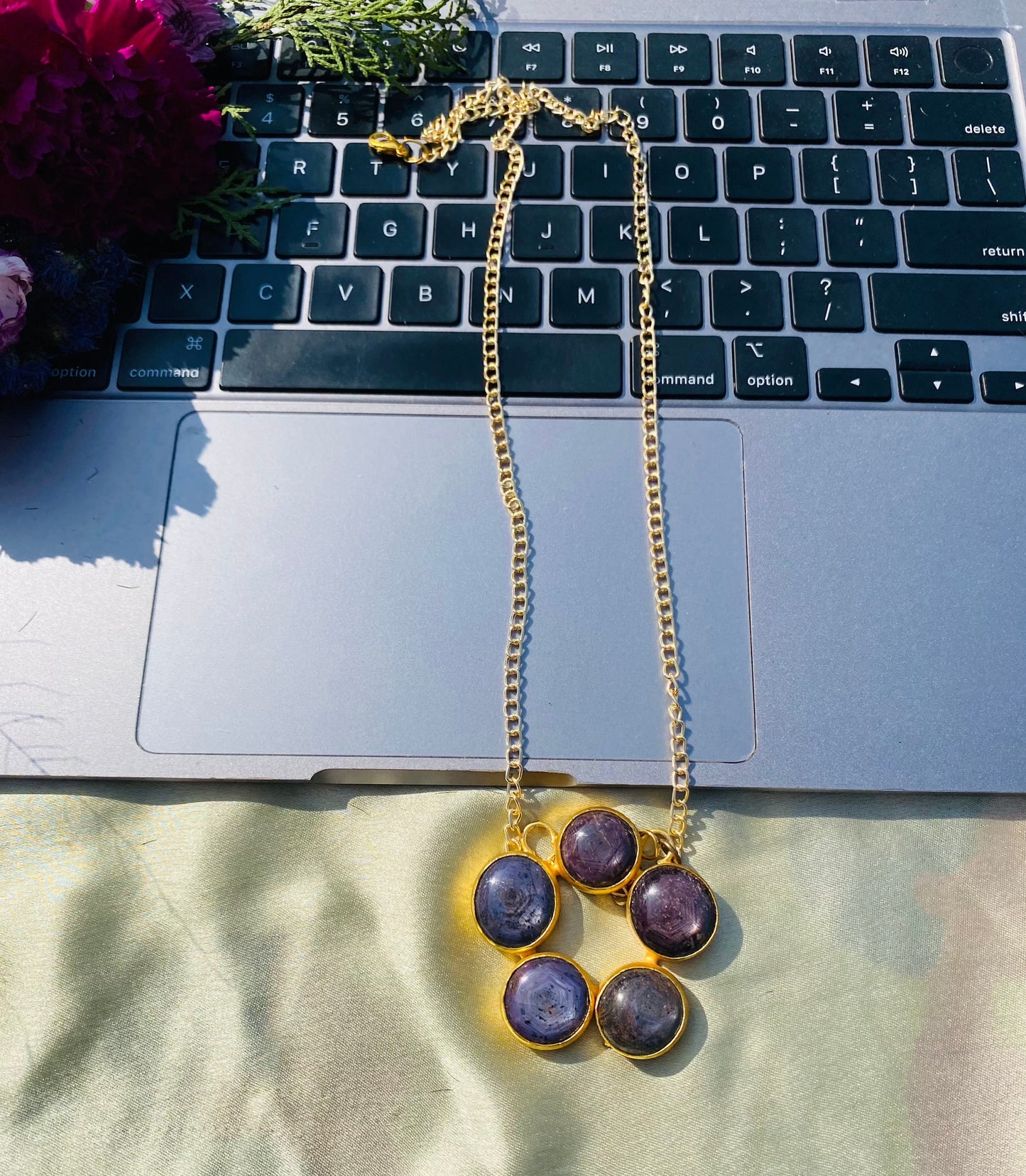 Ruby Star Floral Pendant