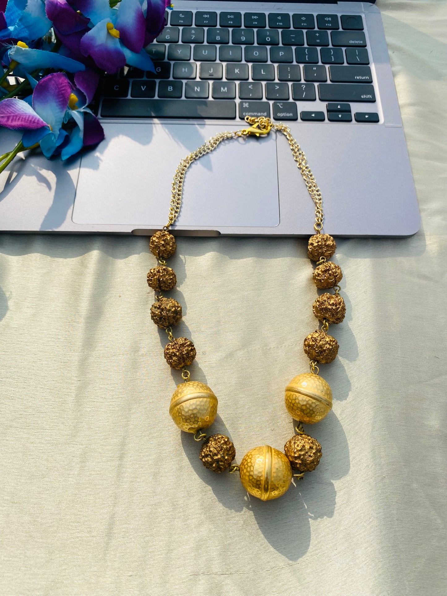 Golden Bloom Rudraksha Necklace