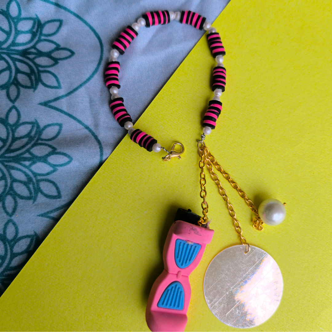 COLOURFUL BEADS WITH ERASER TASSEL AND STONEBEADS