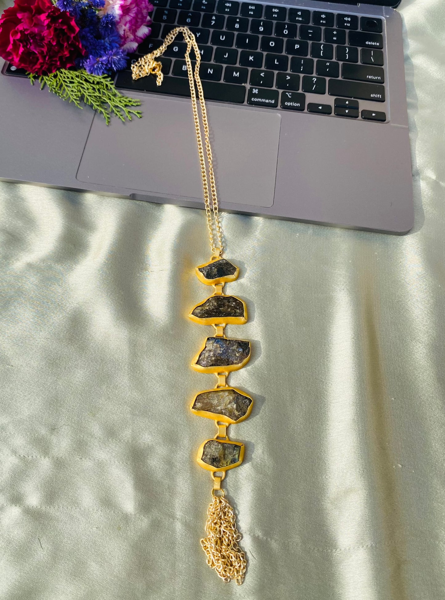 Smoky Topaz Tie Necklace