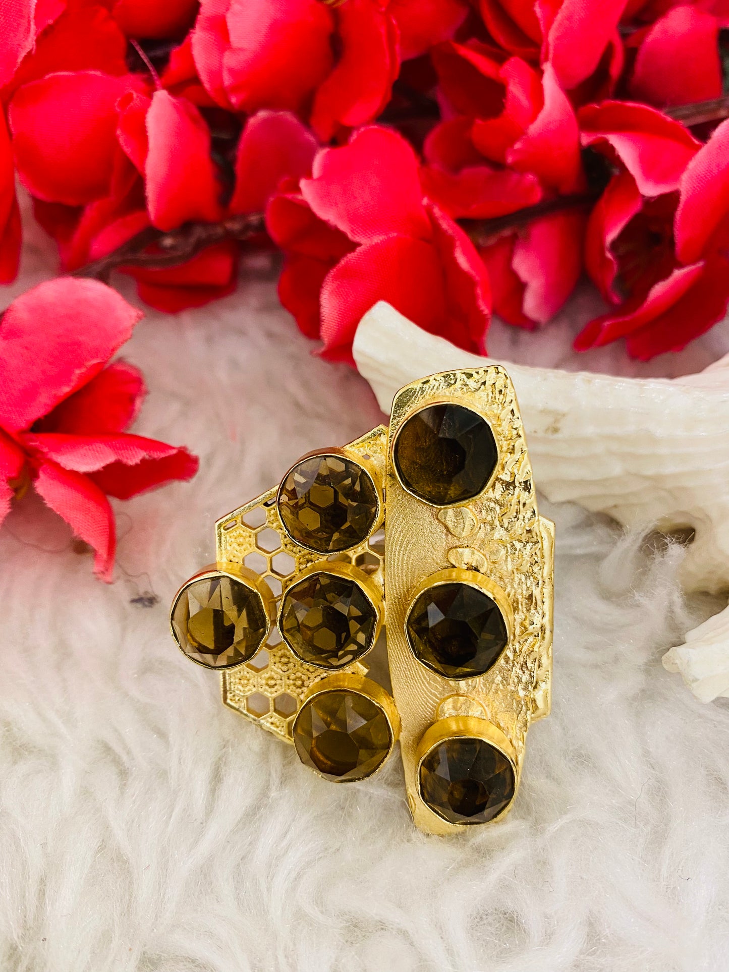 Smoky Topaz Pyramid Ring