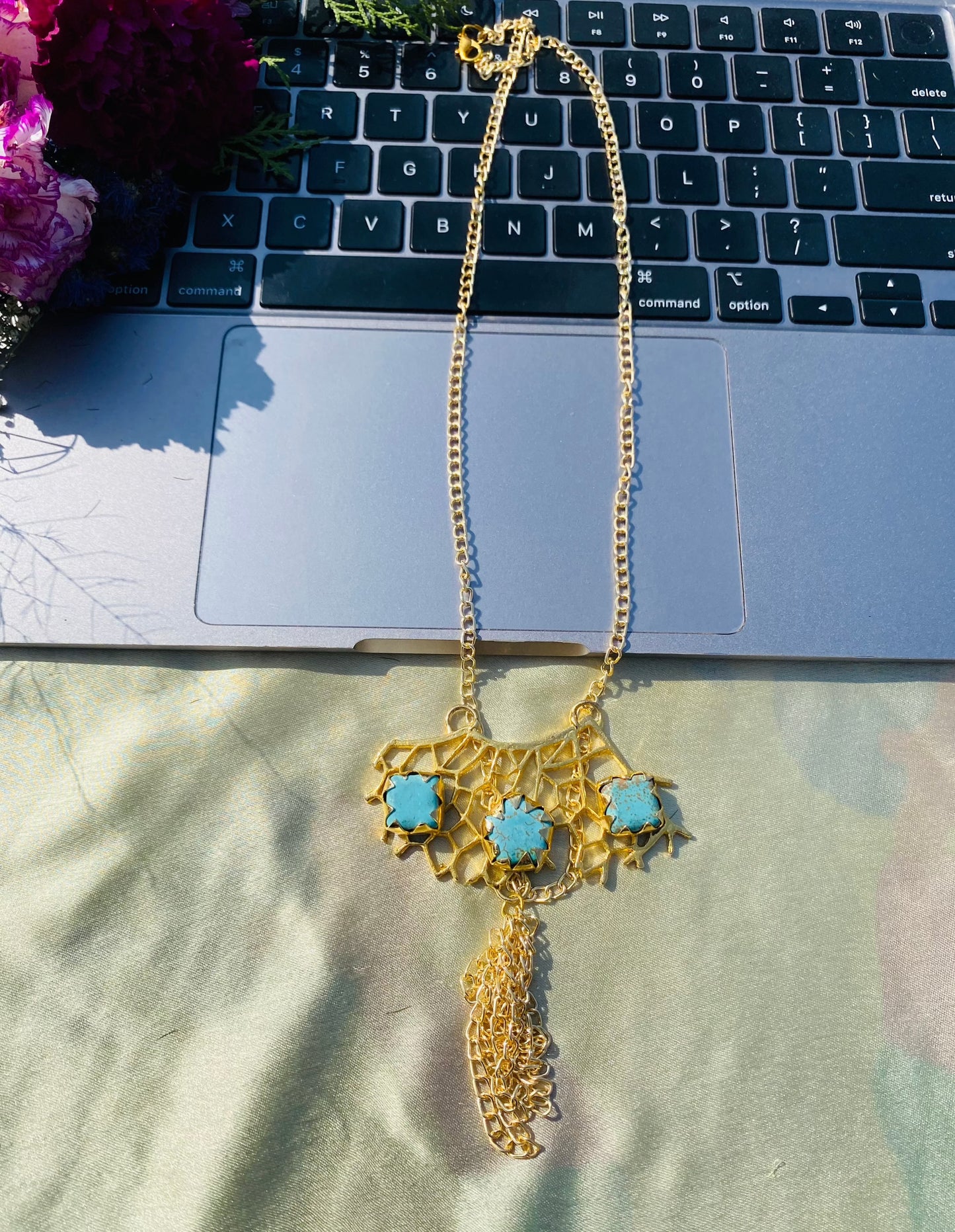 Turquoise Web Pendant