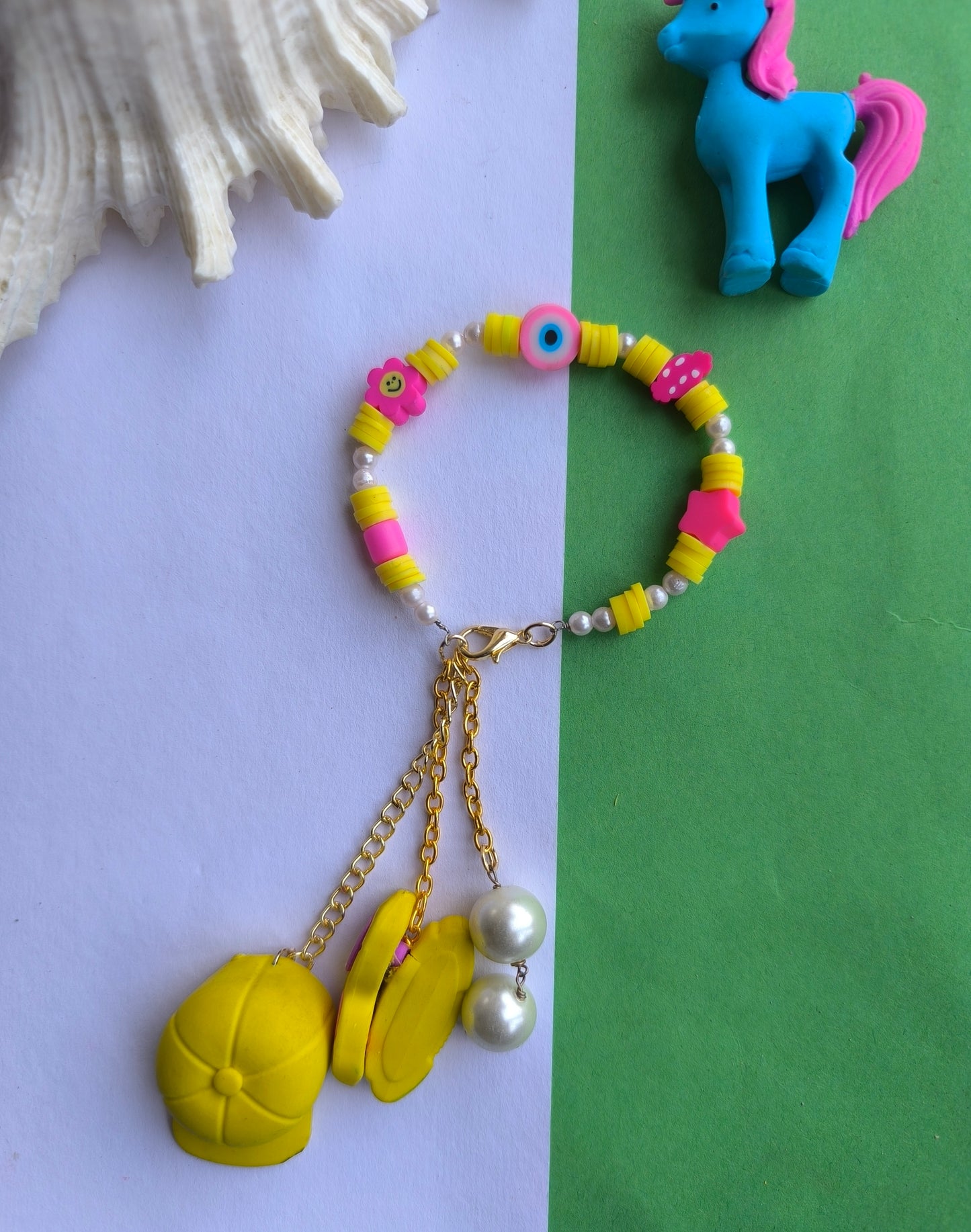 COLOURFUL BEADS WITH ERASER TASSEL AND STONEBEADS