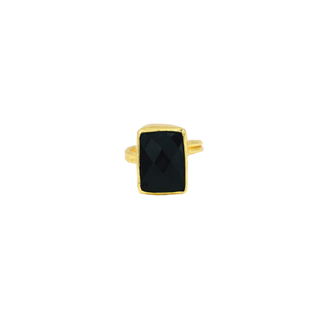 Faceted Black Onyx Ring