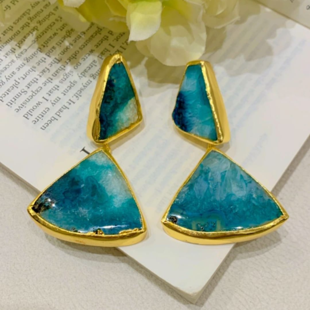 Aqua Druzy Earring