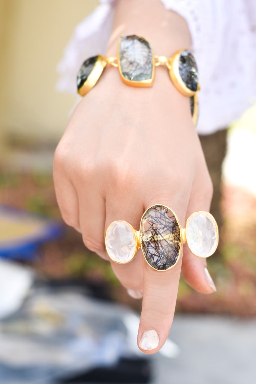 Black and white ring