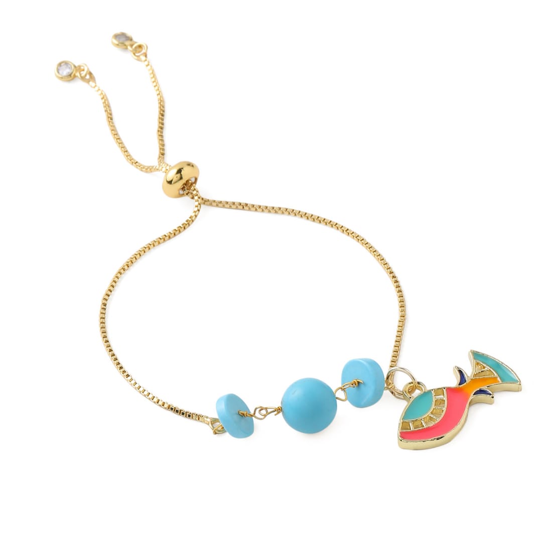 Turquoise with Fish Charm Bracelet