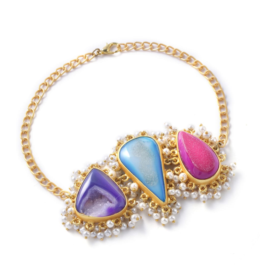 Agate Bracelet with Pearls