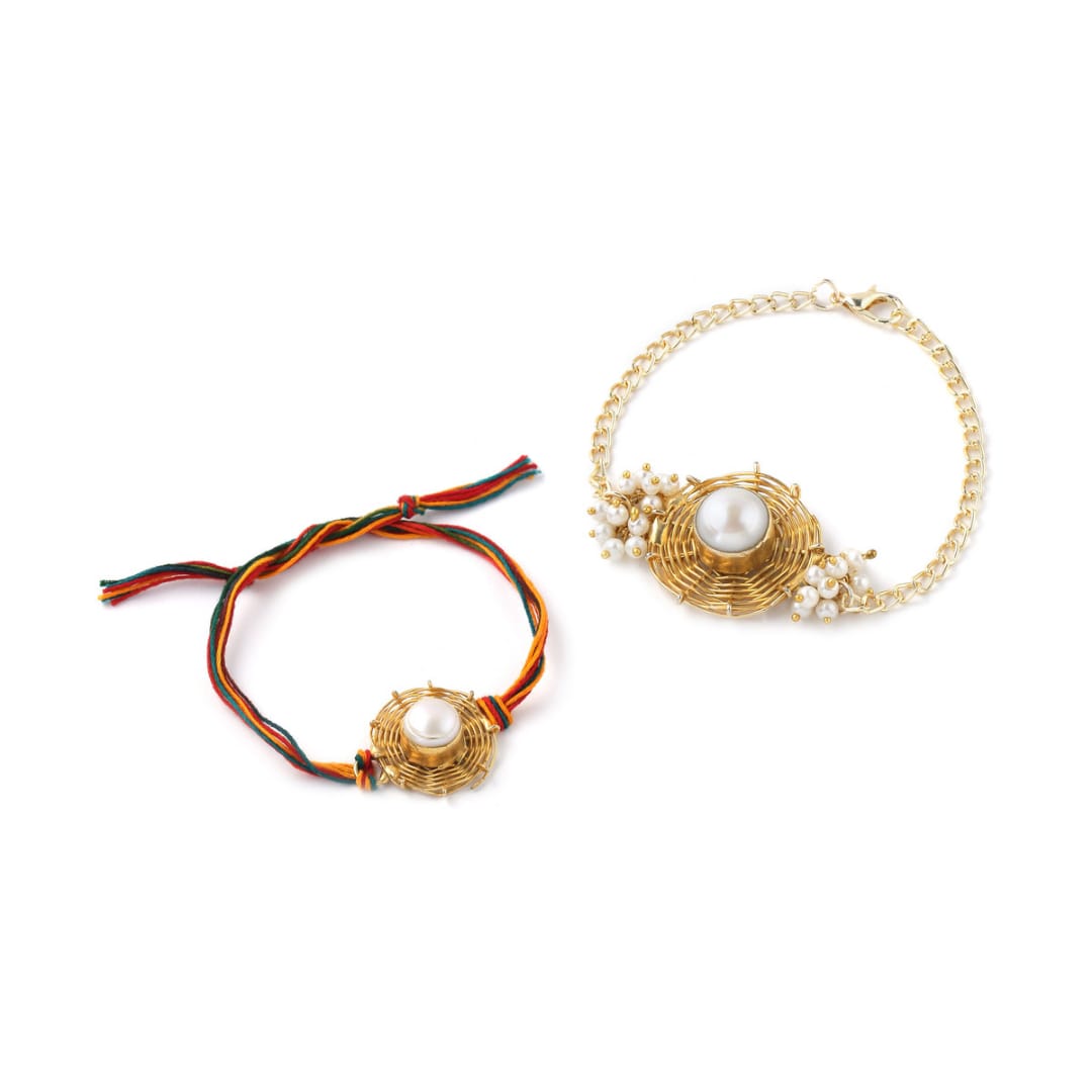 Pearl Basket Couple Rakhi