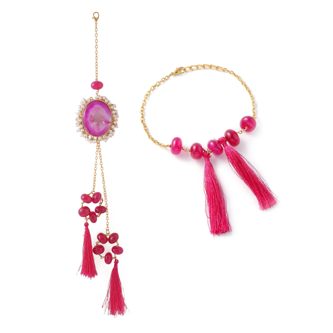 Pink Druzy Couple Rakhi