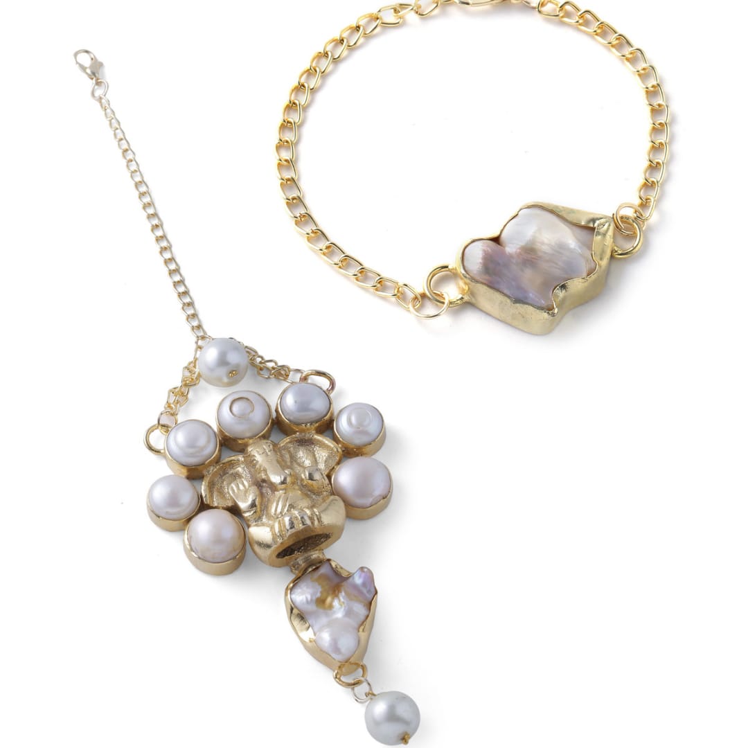 Ganesha with Pearls Couple Rakhi