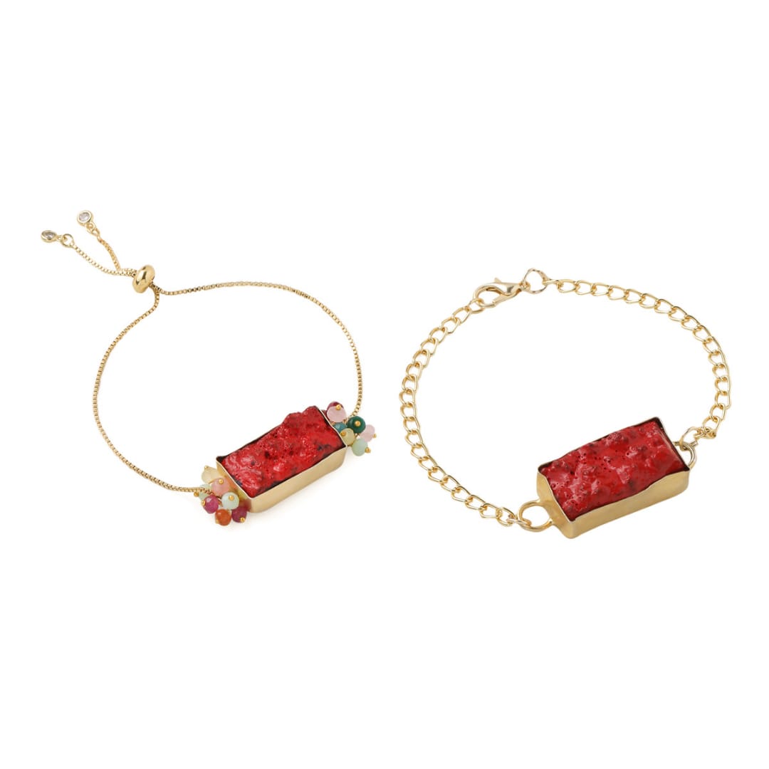 Red Druzy Couple Rakhi