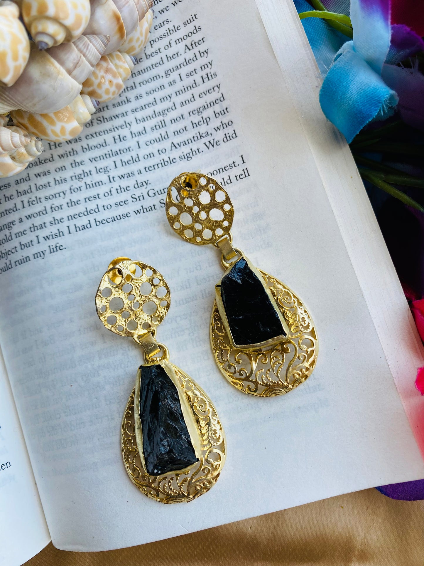 Smoky Topaz on Web Earrings