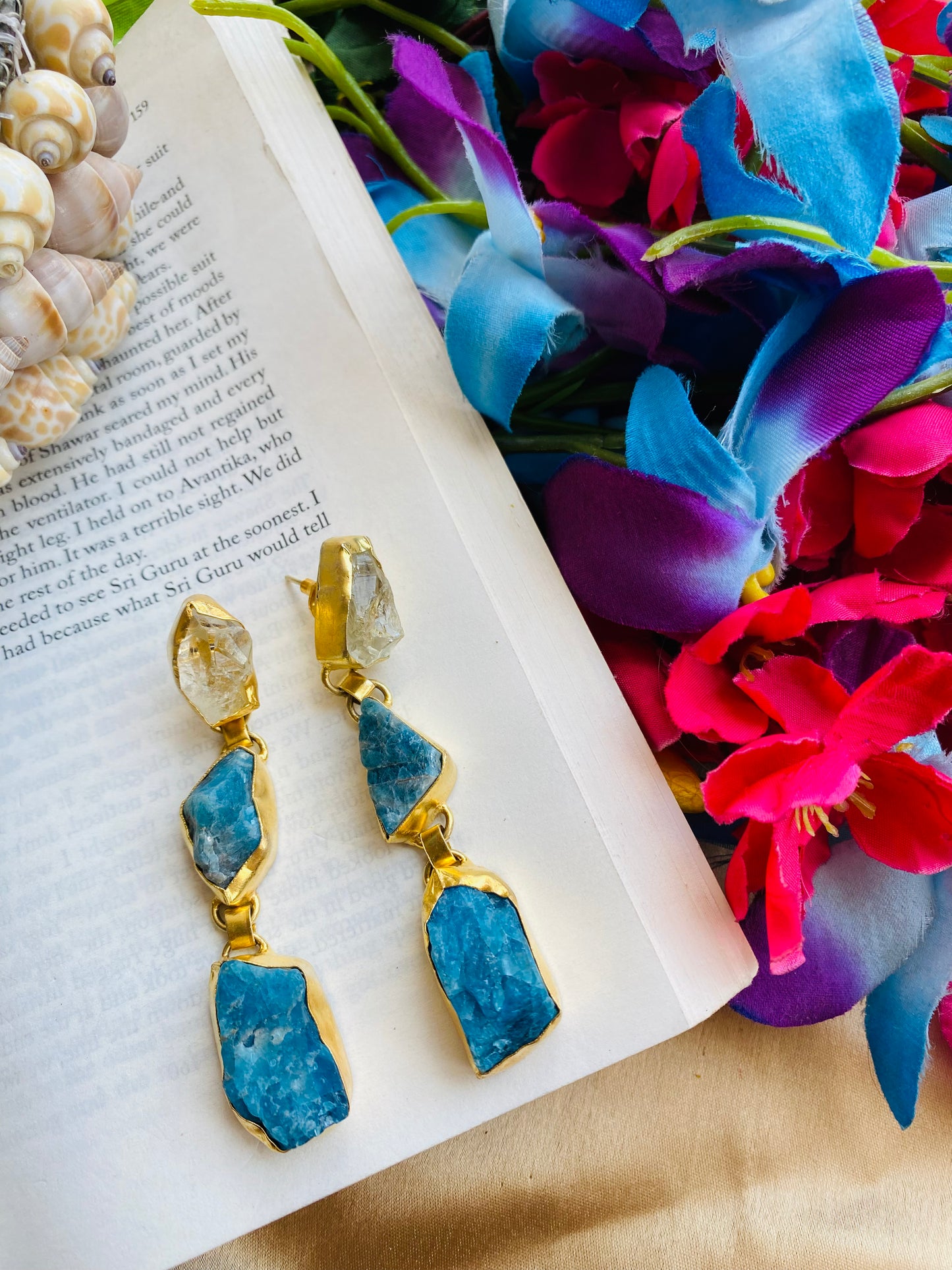 Twin Apatite with Crystal Earrings