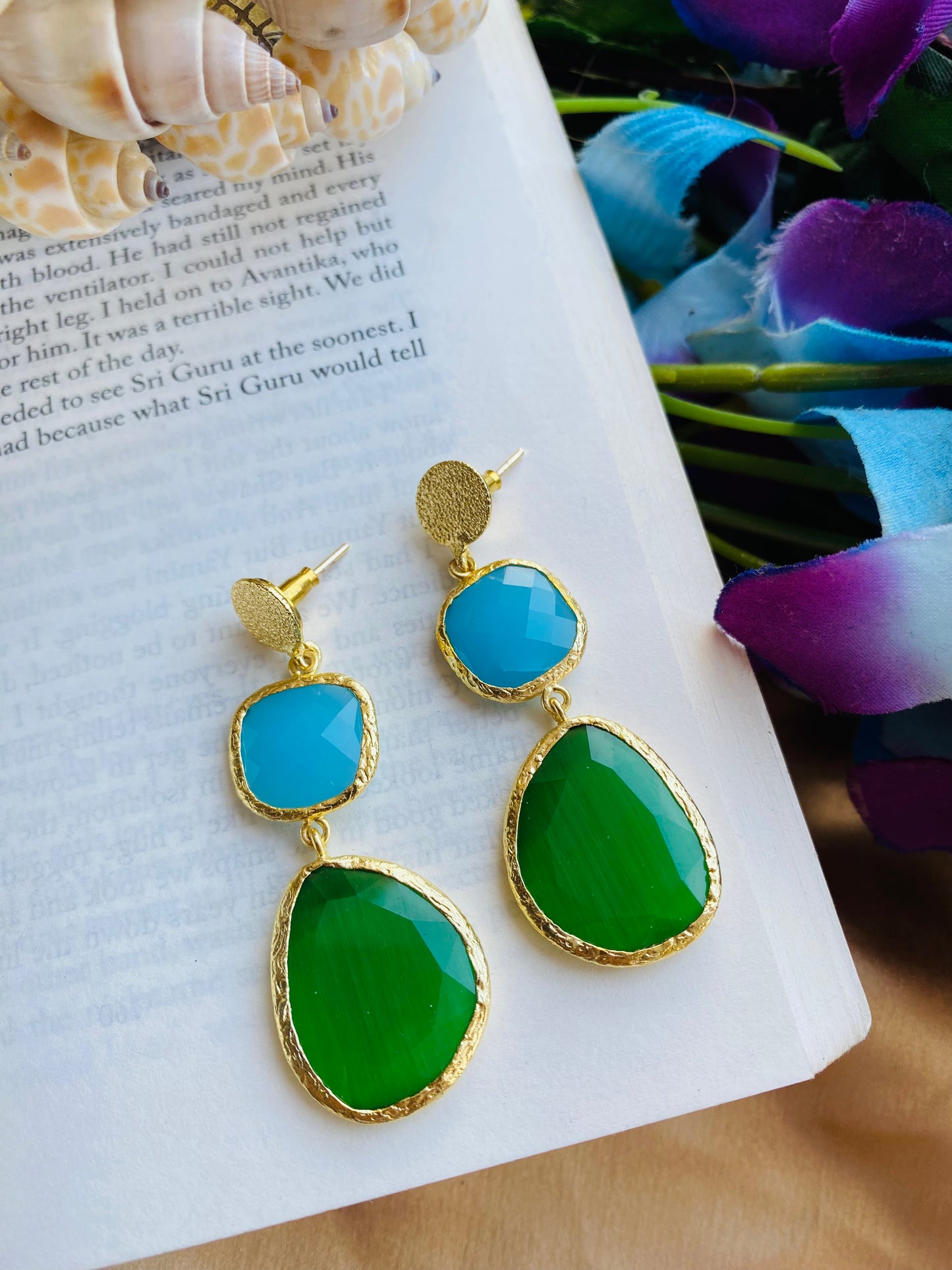 Green Monalisa Drop Earrings