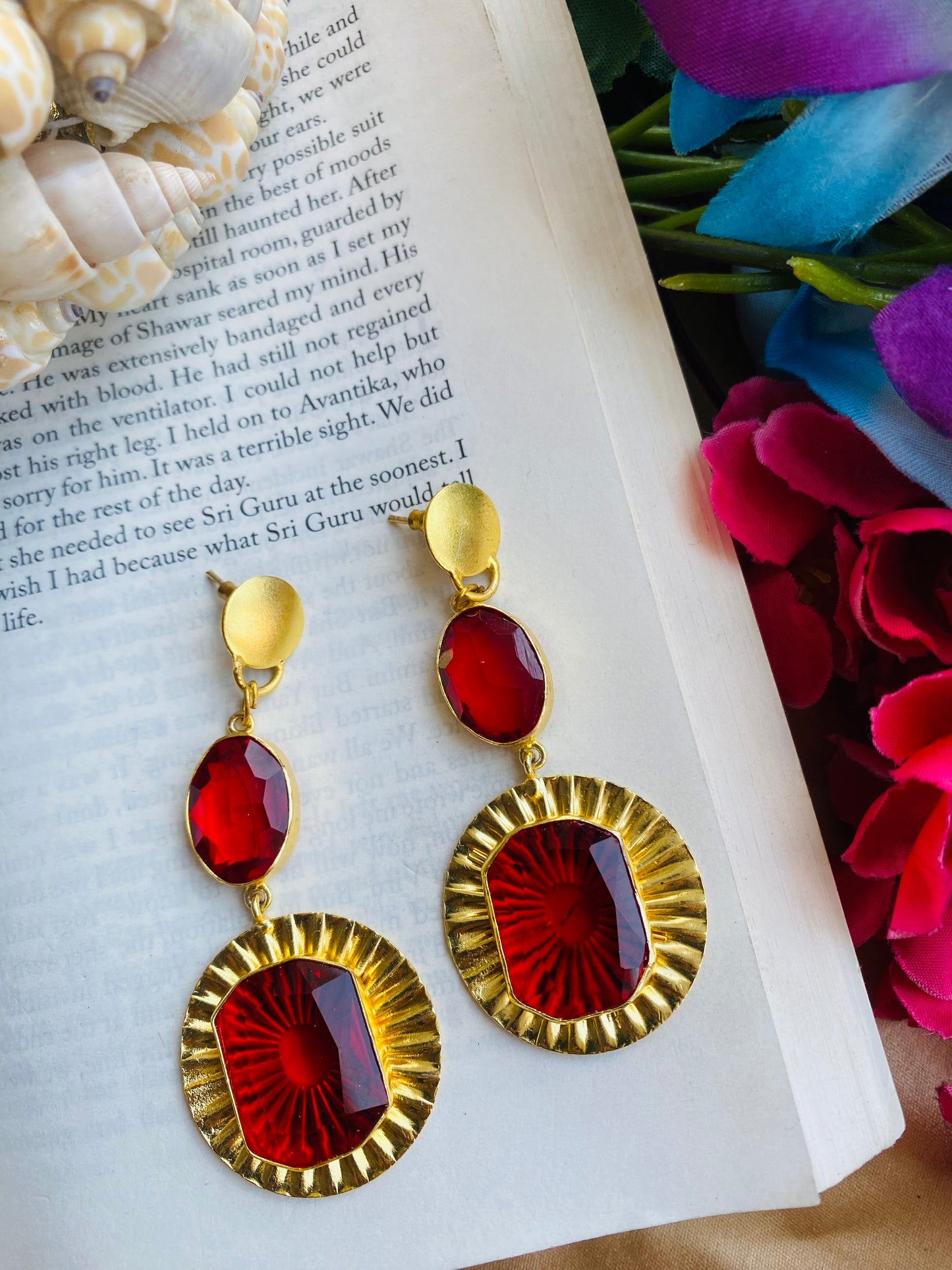 Red Shield Earrings