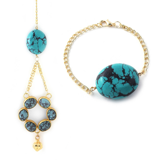 Turquoise Wheel Couple Rakhi