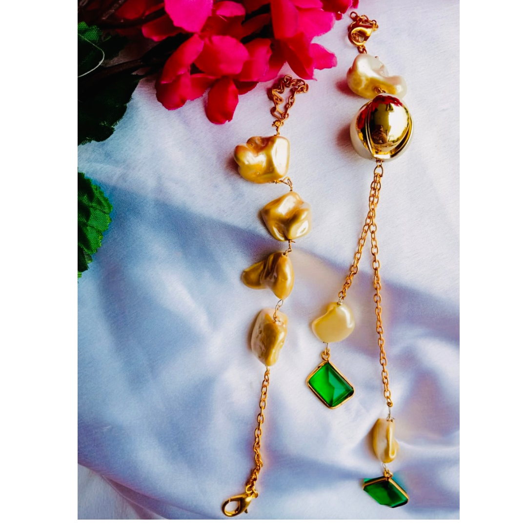 Pearl with Golden Balls Couple Rakhi