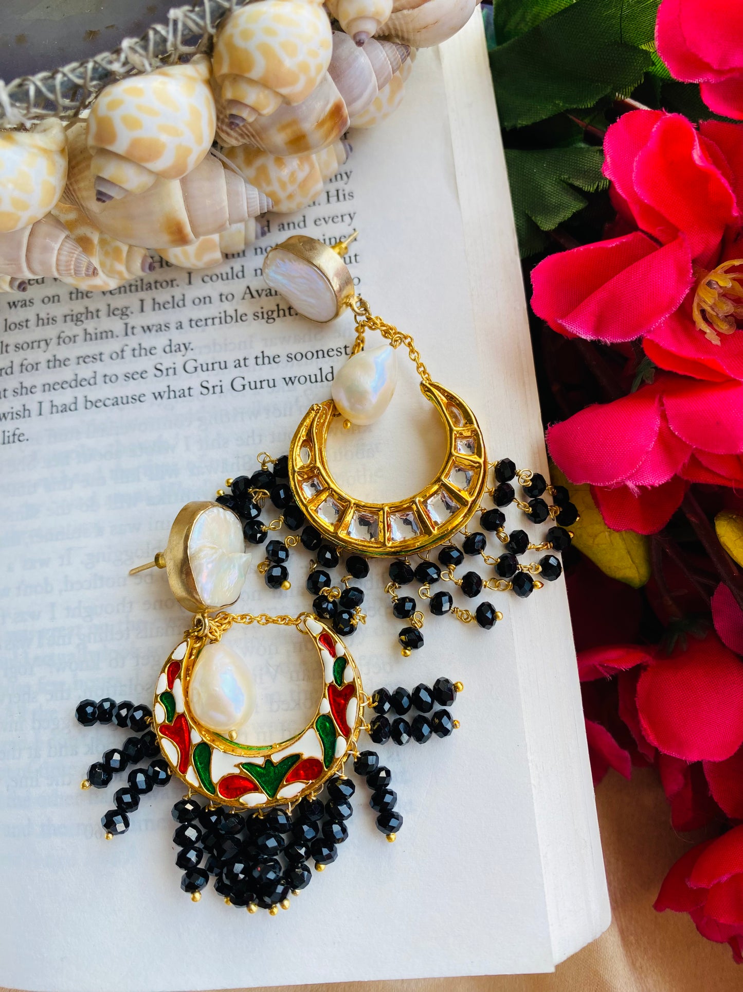 Glory Black Kundan Earrings