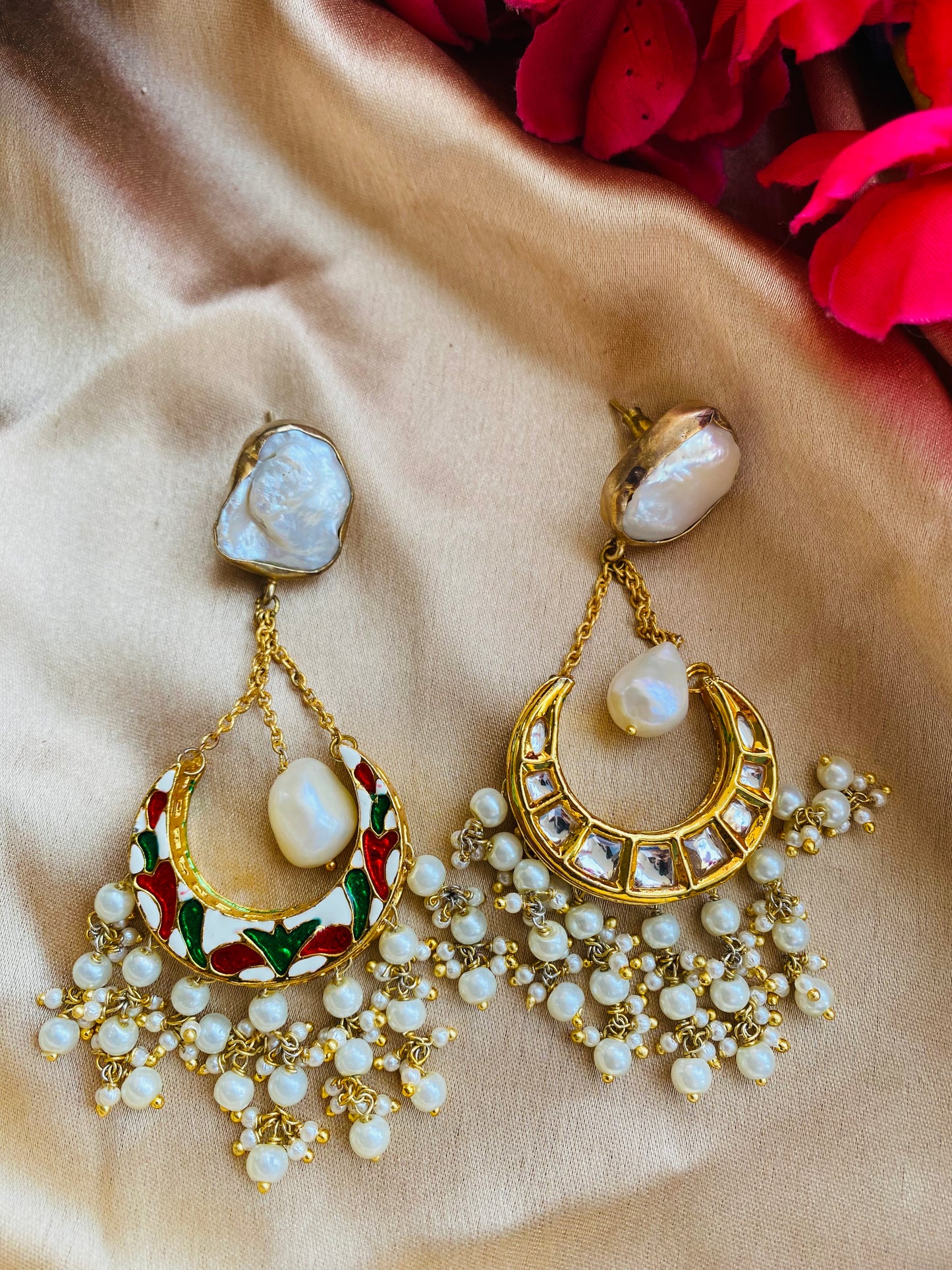 Glory White Kundan Earrings