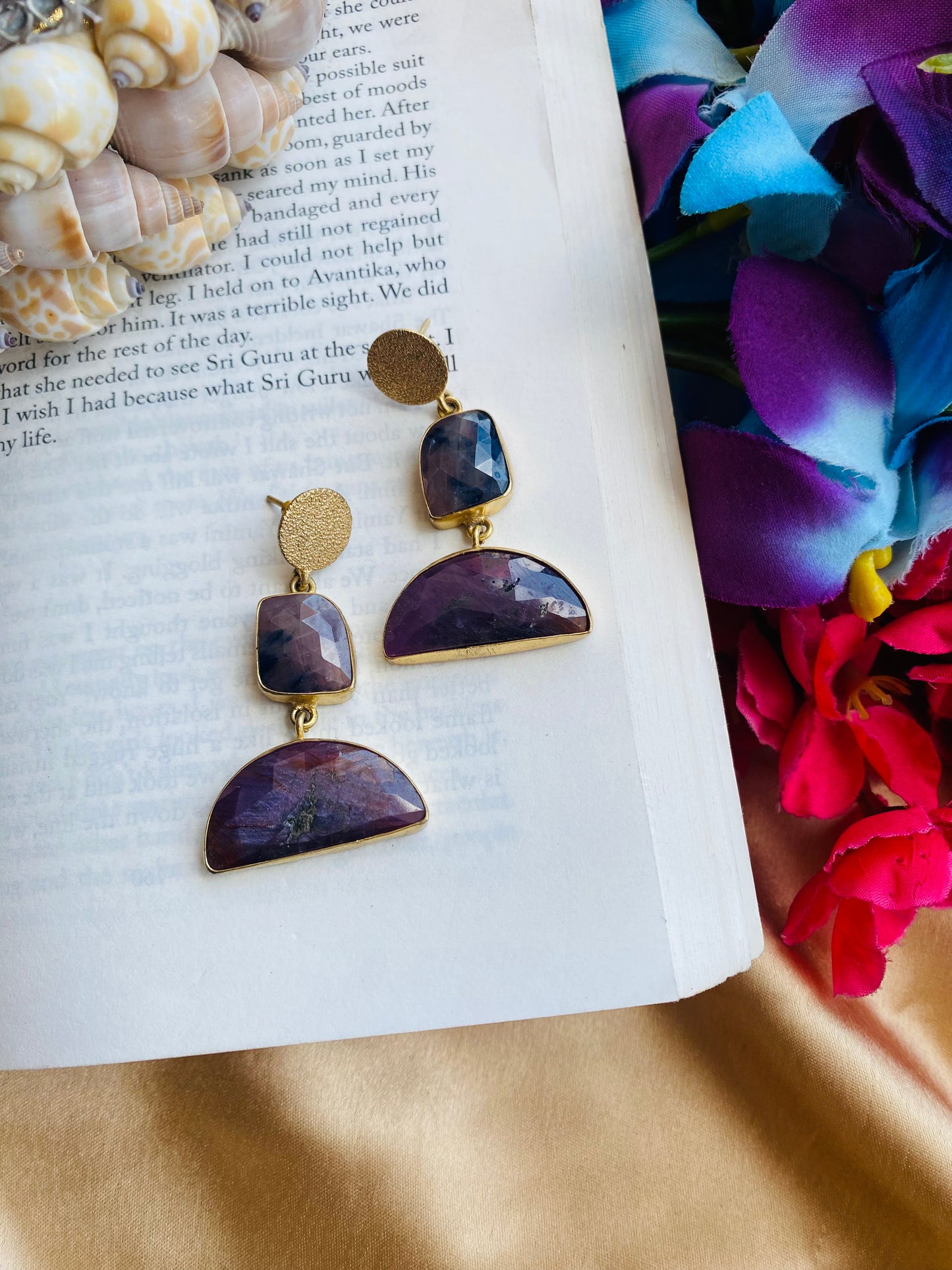 Sapphire Semicircle Earrings