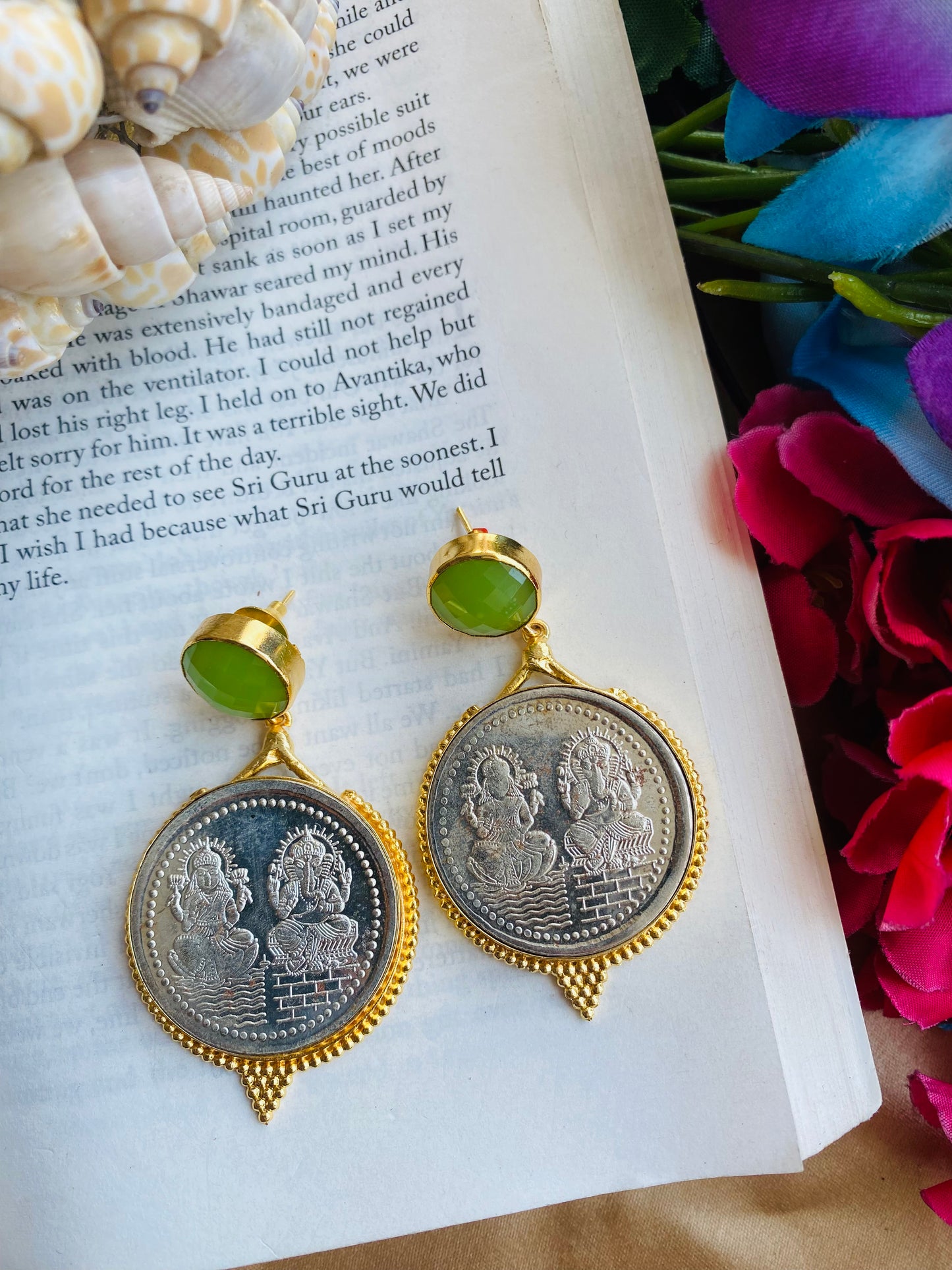 Laxmi Ganesha Coin Earrings