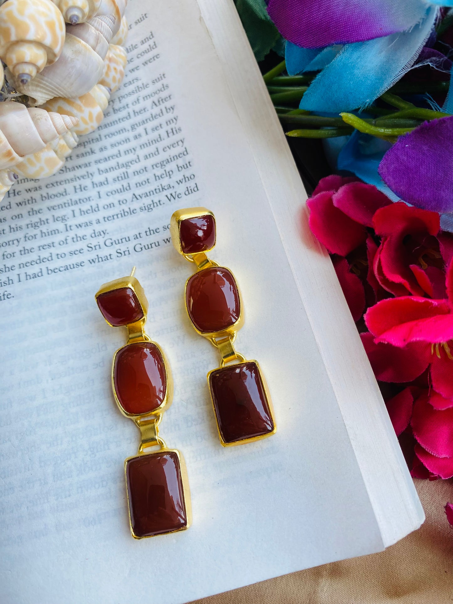 Blocks of Carnelian Earrings