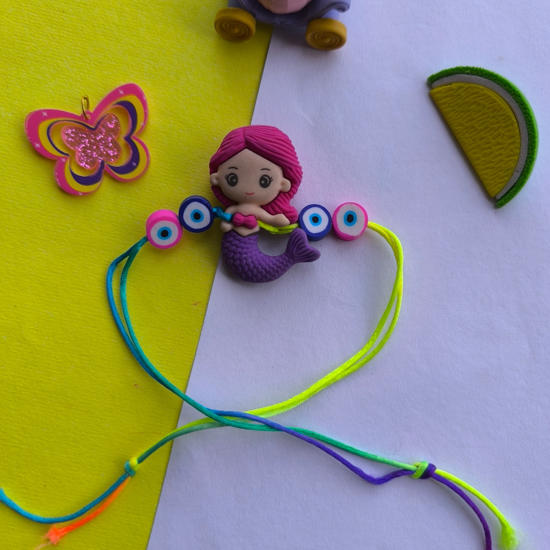 MERMAID ERASER WITH  COLOUR BEADS & THREAD