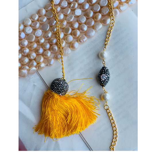 Yellow Tassel with Turkish Balls Couple Rakhi