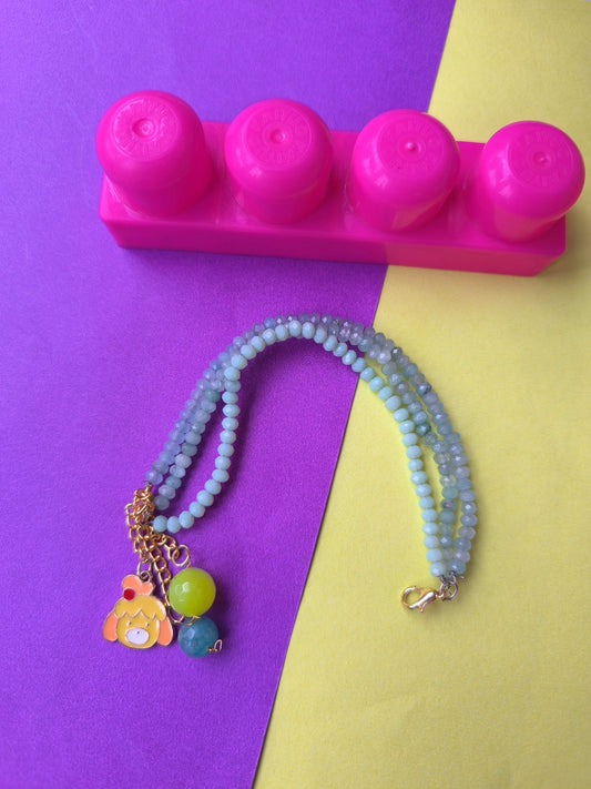 Faceted beads with stone charm