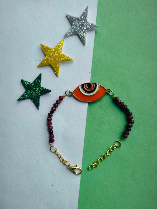 RED  EVIL EYE CHARM WITH BEADS