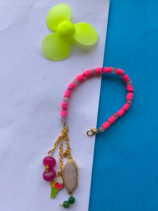 Pink colour beads bracelet