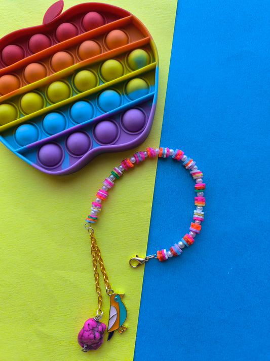 Colourful beads charm bracelet