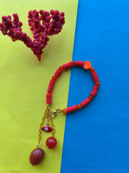 Red colour beads bracelet
