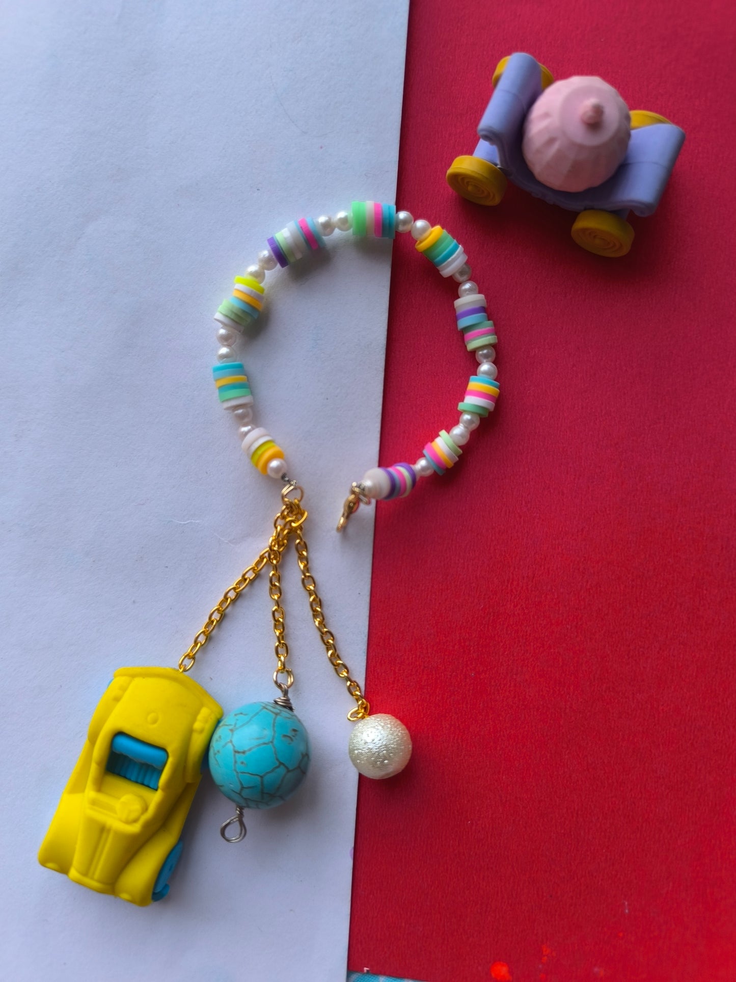 COLOURFUL BEADS WITH ERASER  TASSEL AND STONEBEADS